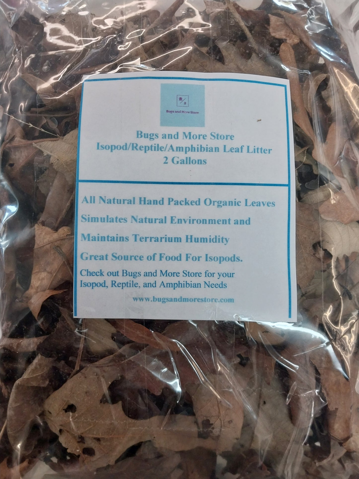 2 Gallon Bag of Mixed Organic Leaves- Mixed Leaf Litter for Isopods, Reptiles, Amphibians, Pesticide Free